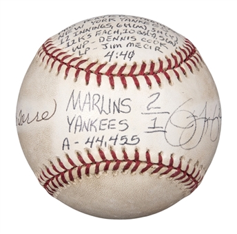 1997 Joe Torre and Jim Leyland Dual-Signed & Inscribed ONL Coleman Baseball From First Ever Interleague Game on 6/13/97 (Beckett)